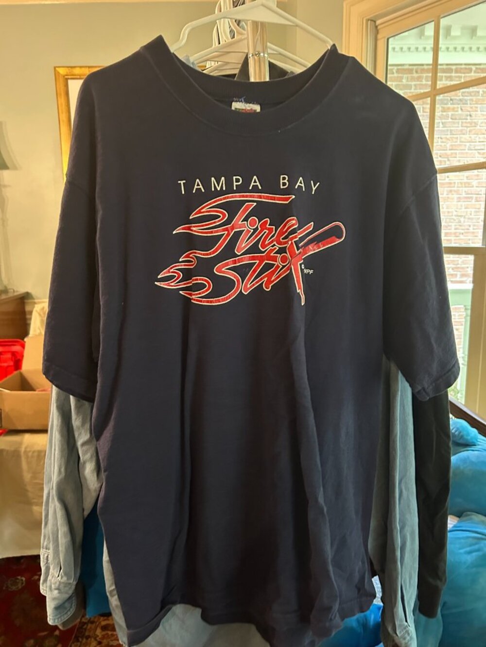 Fruit of the Loom Tampa Bay FireStix Navy Graphic T-Shirt L